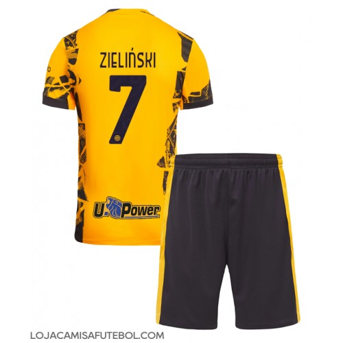 Camisa de Futebol Inter Milan Piotr Zielinski #7 Equipamento Alternativo Infantil 2024-25 Manga Curta (+ Calças curtas)